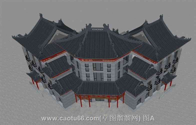 特色中式风格度假酒店建筑模型展示