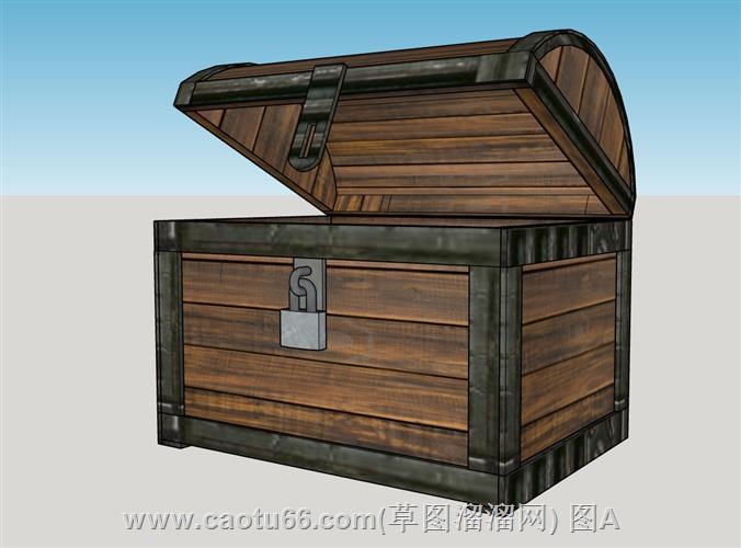 速览！带金属锁扣的逼真木箱宝箱模型