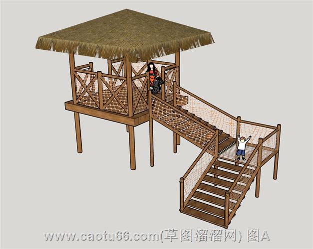 独特木质观景亭模型呈现，内含趣味步道设计