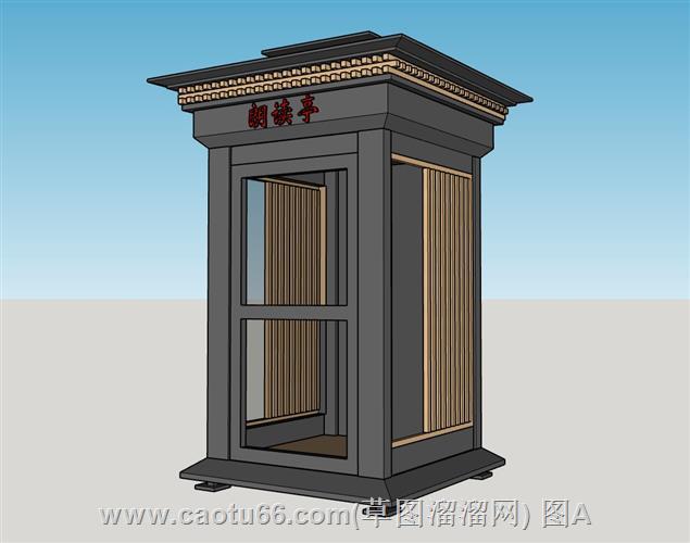 中式韵味朗读亭模型展示，细节精巧