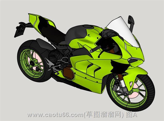 探索时尚亮绿配色的摩托车模型
