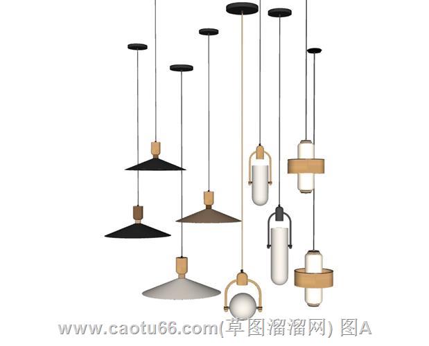独特造型的系列悬挂照明灯具模型呈现