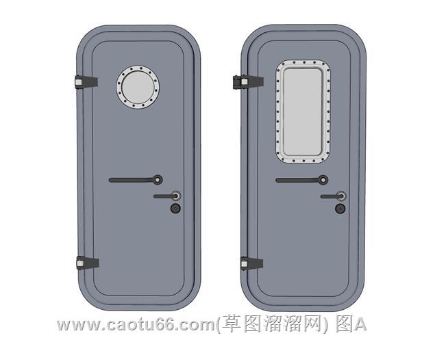 不同视窗样式的船舱门模型呈现