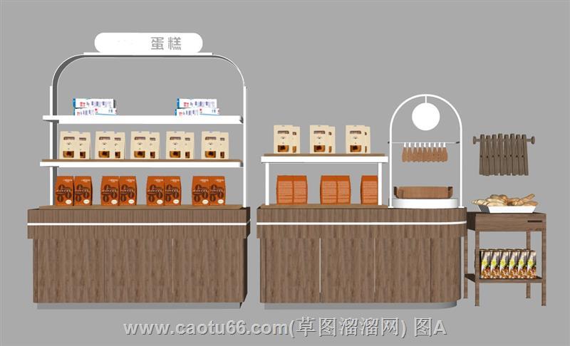烘焙店必备！展示面包的精美蛋糕柜展柜模型