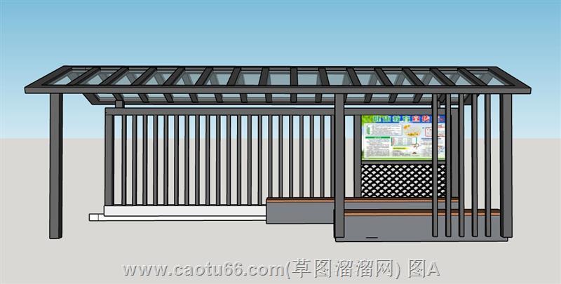 兼具文化与休闲功能的长廊亭子模型