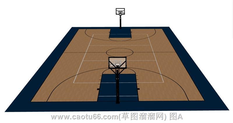 逼真还原的运动篮球场模型展示