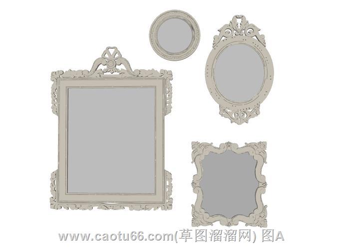 复古风格墙镜镜子样式模型呈现