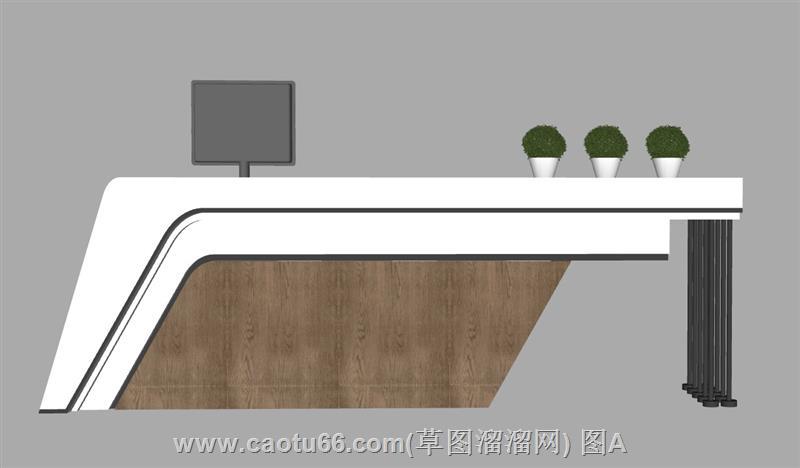 免费SketchUp前台柜接待台SKP模型分享下载