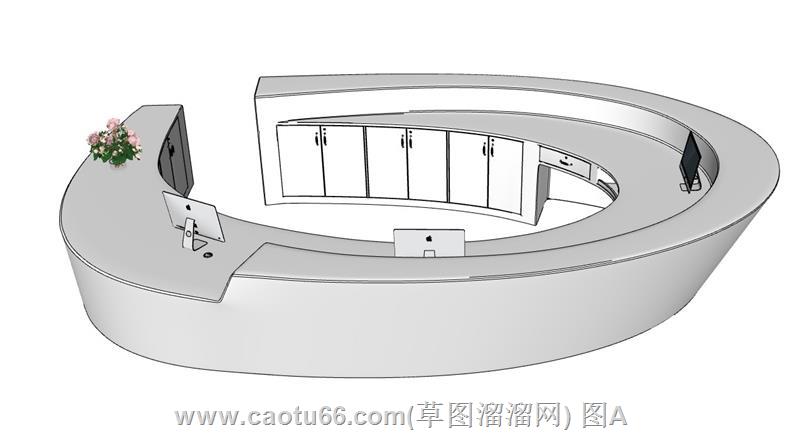 实用又吸睛！圆弧形曲面前台柜与接待台SU模型分享