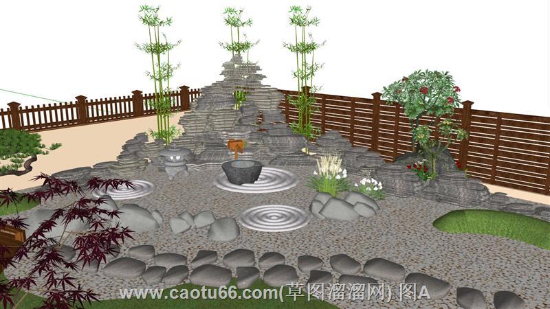 日式枯山水庭院景观模型，领略禅意美学