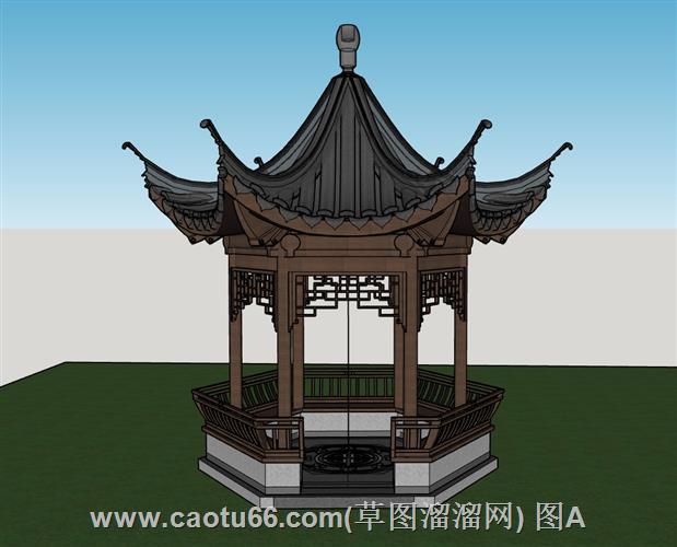 速取中式六角凉亭模型，助力园林设计