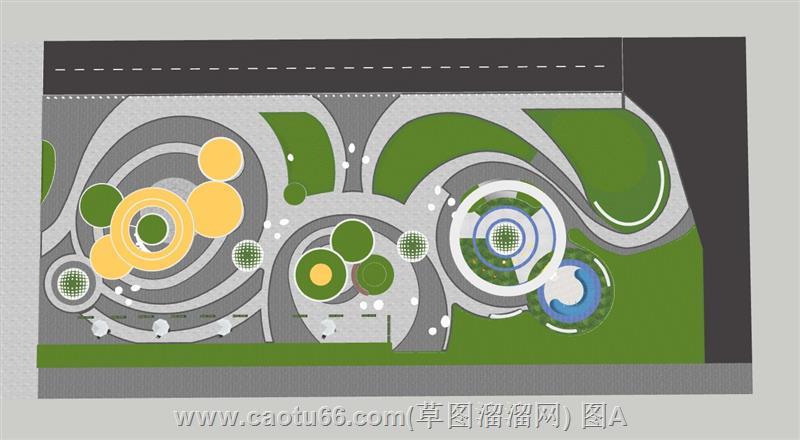 探索线性公园广场景观模型，汲取设计灵感
