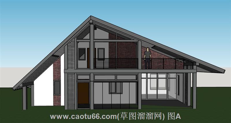 坡屋顶住宅建筑模型，展现温馨家园设计