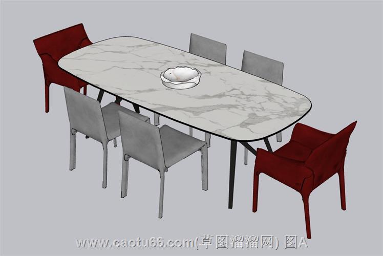 想找独特餐桌椅？这款长桌组合模型别错过