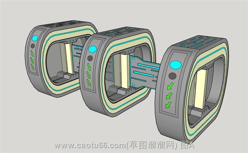 科技感人行通道闸门禁模型，守护安全通行