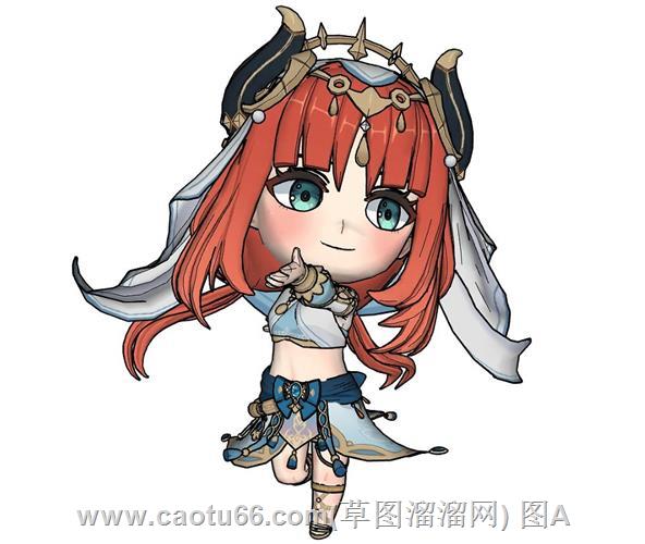 二次元风格Q版手办模型，红头发萌妹超吸睛