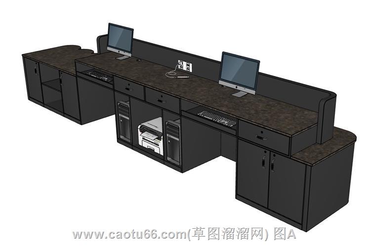实用美观兼具，双位前台柜接待台模型展示