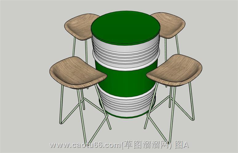 发现独特家具，油桶酒桶吧台桌椅模型展示