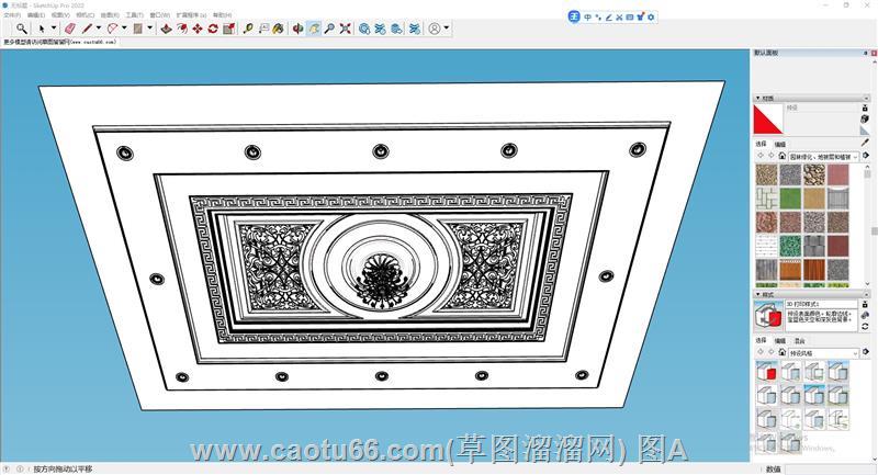 复古风天花吊顶模型，细节满满打造室内华丽视觉焦点