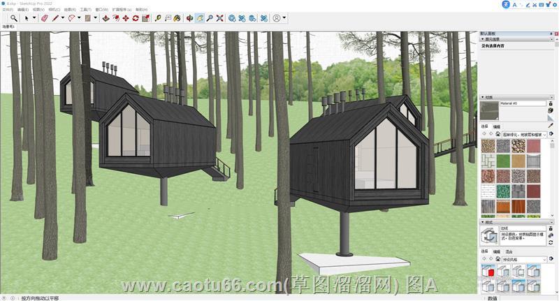 林间树屋民宿建筑，黑色小屋与自然相融别具韵味