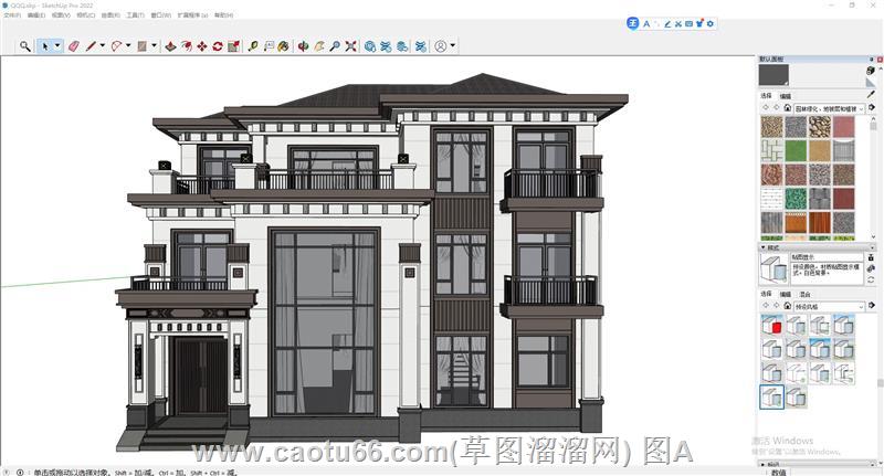 Sketchup呈现新中式古典独栋别墅模型