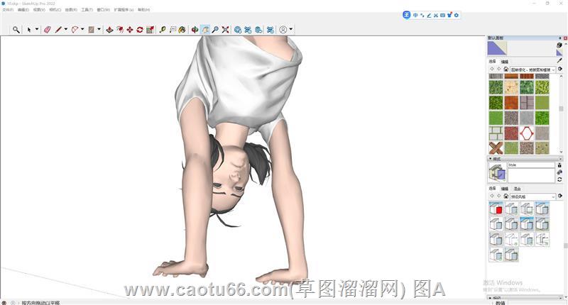 瑜伽倒立女性人物Sketchup模型