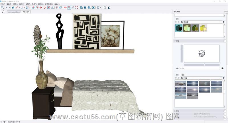 SketchUp现代简约卧室软装模型展示