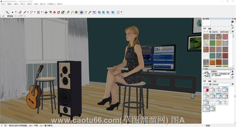 音乐工作室的女人模型