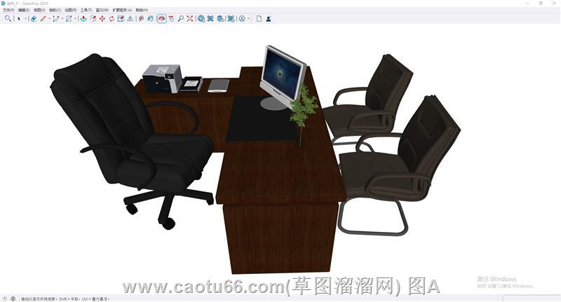 老板办公桌su模型免费下载