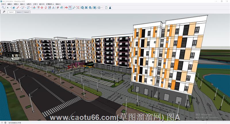 小区建筑规划活动区SU模型