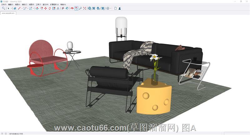 沙发和奶酪角桌SU模型