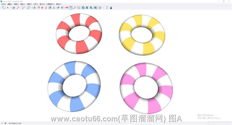 游泳圈救生圈SU模型