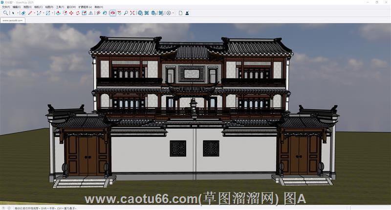 中式双拼别墅SU模型