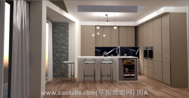 厨房吧台柜SU模型