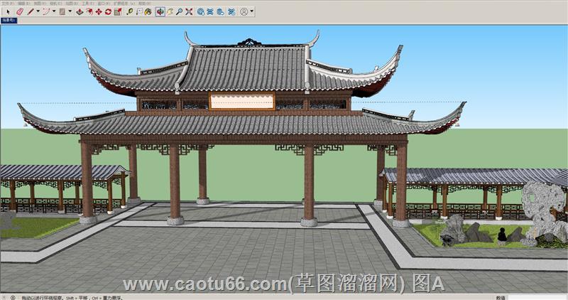 中式古建门楼SU模型