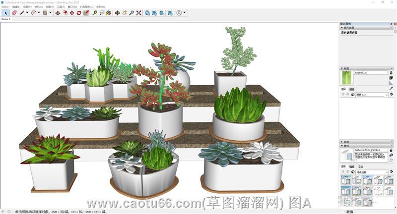 多肉植物盆栽SU模型