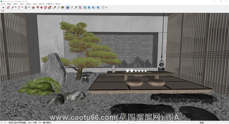日式茶室景观SU模型