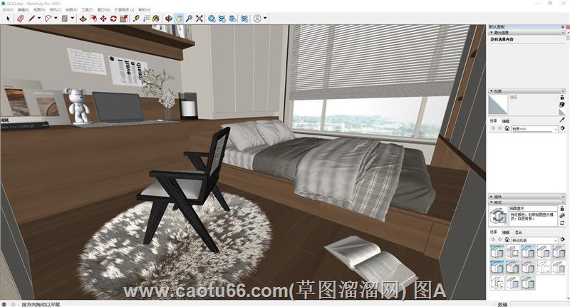 榻榻米卧室房间SU模型