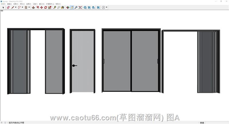 推拉门长虹玻璃门SU模型