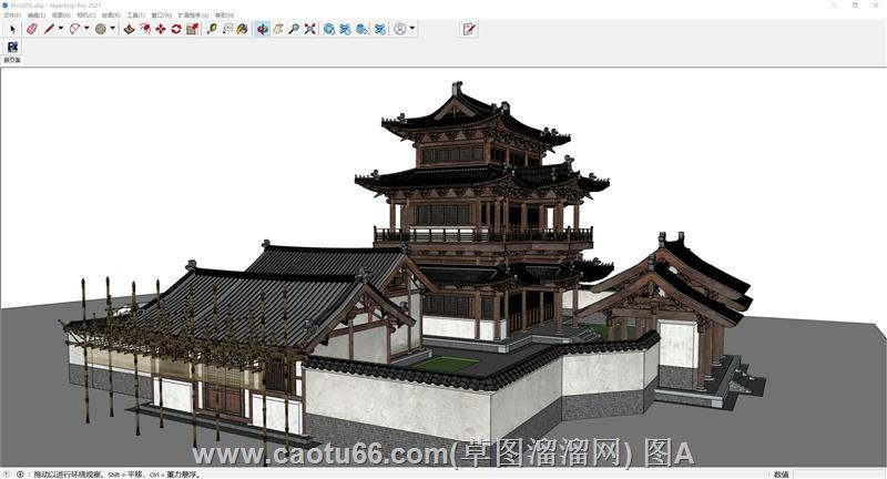 中式古建筑阁楼寺庙SU模型