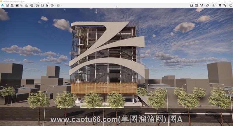 创意异形办公楼建筑SU模型