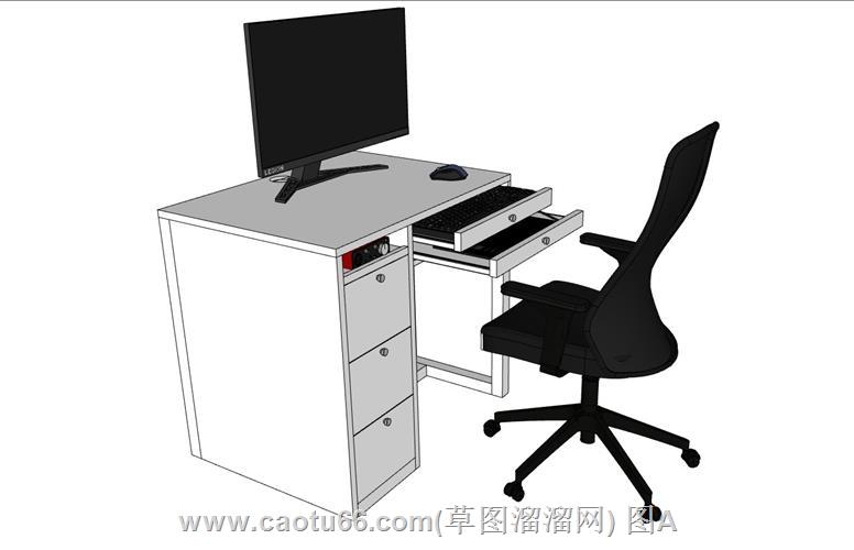 简易的单人电脑桌SU模型