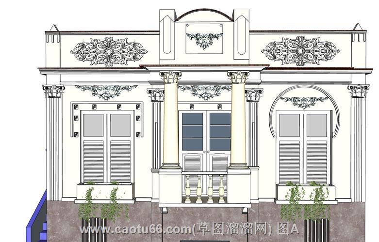 欧式建筑立面装饰SU模型