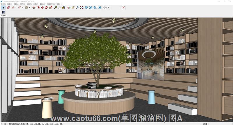 书吧图书室书店SU模型