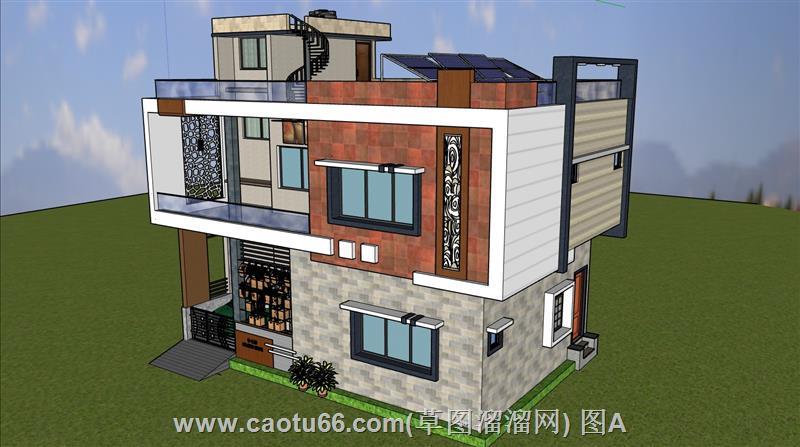 泰式风格自建房别墅SU模型