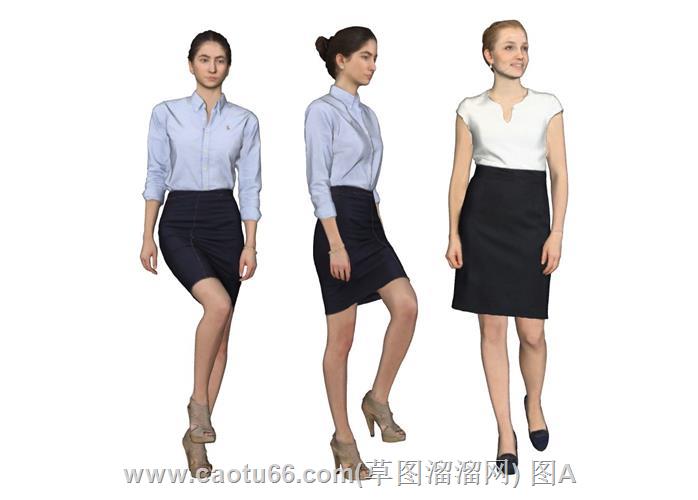 抬脚行走女人SU模型