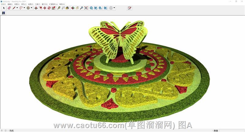 环岛蝴蝶绿雕SU模型