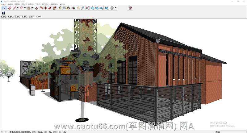 红砖工厂厂房SU模型