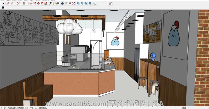 饮品店咖啡店奶茶店SU模型