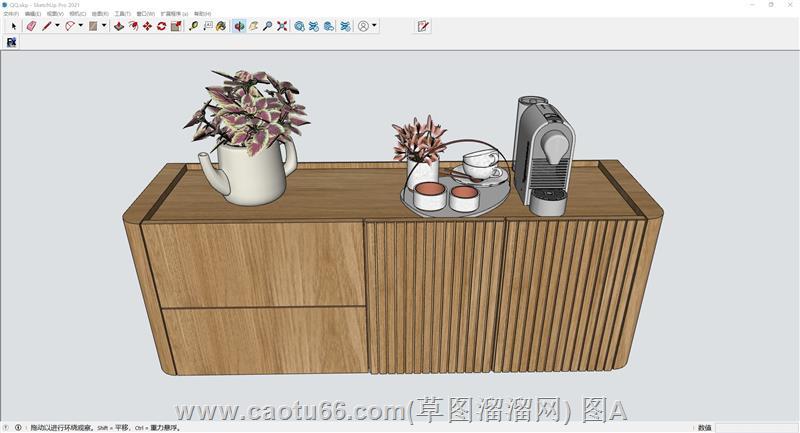 餐边柜上的咖啡机SU模型